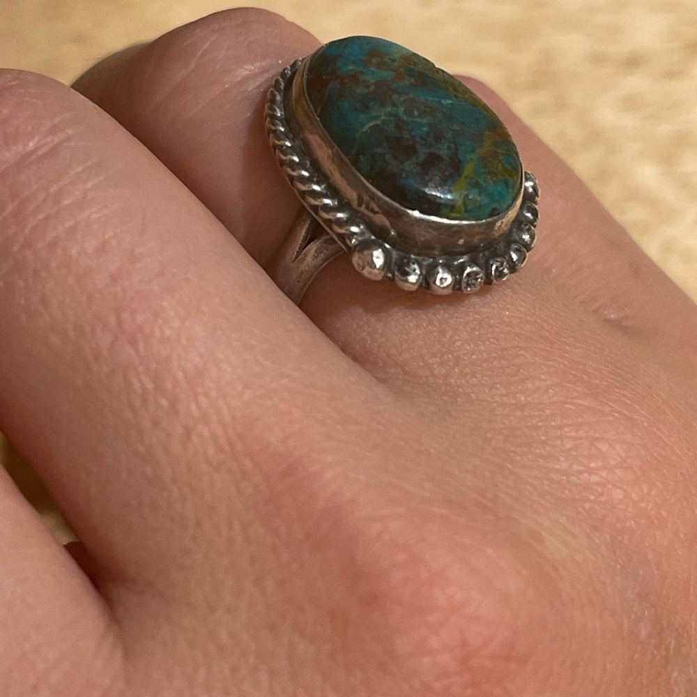 Silver And Turquoise Statement Ring - image 7